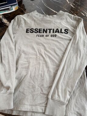 Fear of God ESSENTIALS Long Sleeve Crewneck - Light Gray with Black Logo